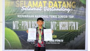 M. Gibran Athalla Harvi Borong Dua Emas di Dua Seri Kejurnas Tenis Junior IMTC-NASSAU PTPN IV 2026